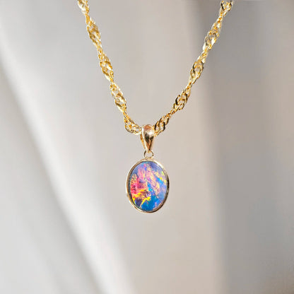 14K Mini Classic Doublet Opal Pendant
