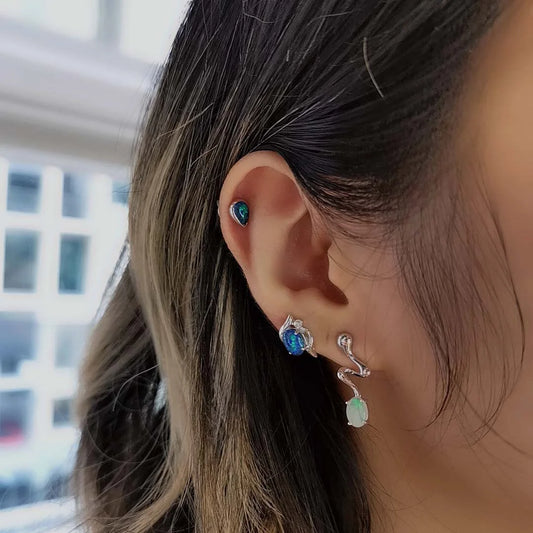 Sterling Silver Swirl Triplet Opal Earrings