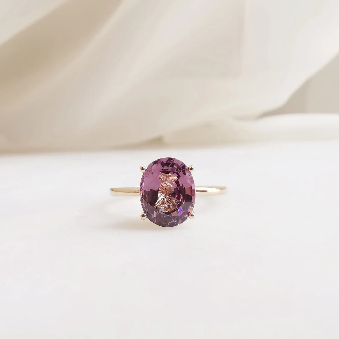 18K Purple Spinel Diamond Fountain Ring