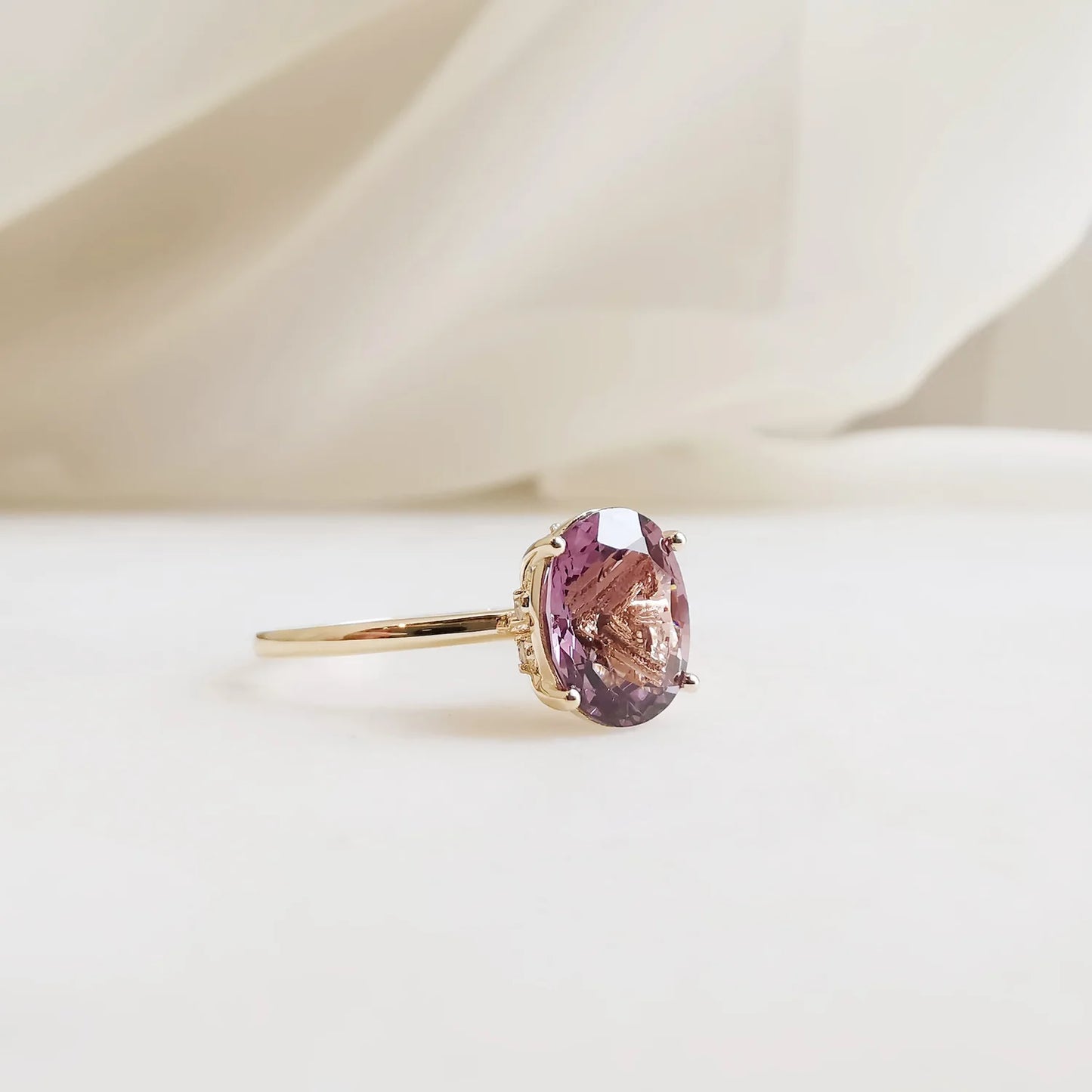 18K Purple Spinel Diamond Fountain Ring