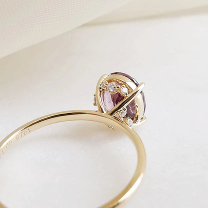 18K Purple Spinel Diamond Fountain Ring
