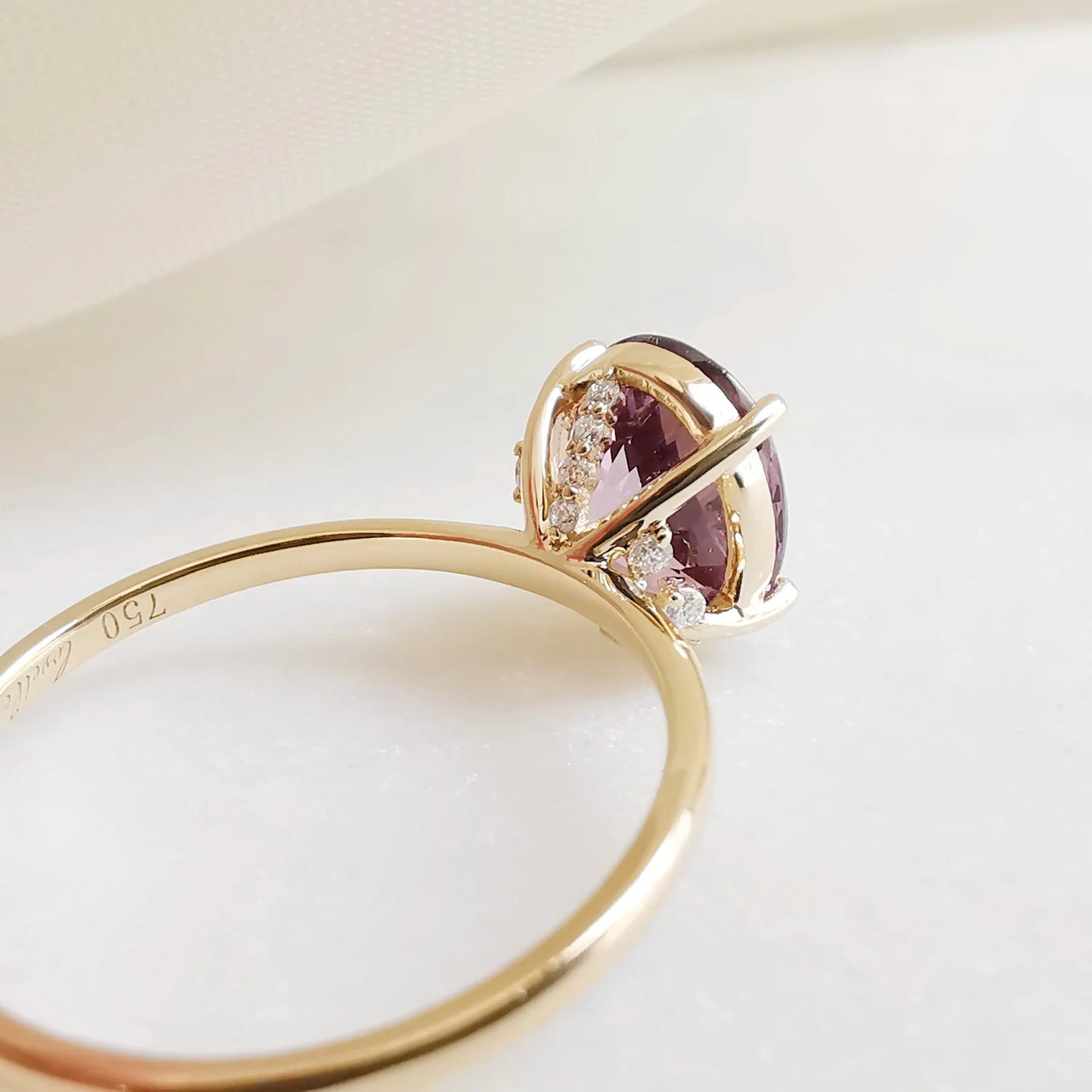 18K Purple Spinel Diamond Fountain Ring