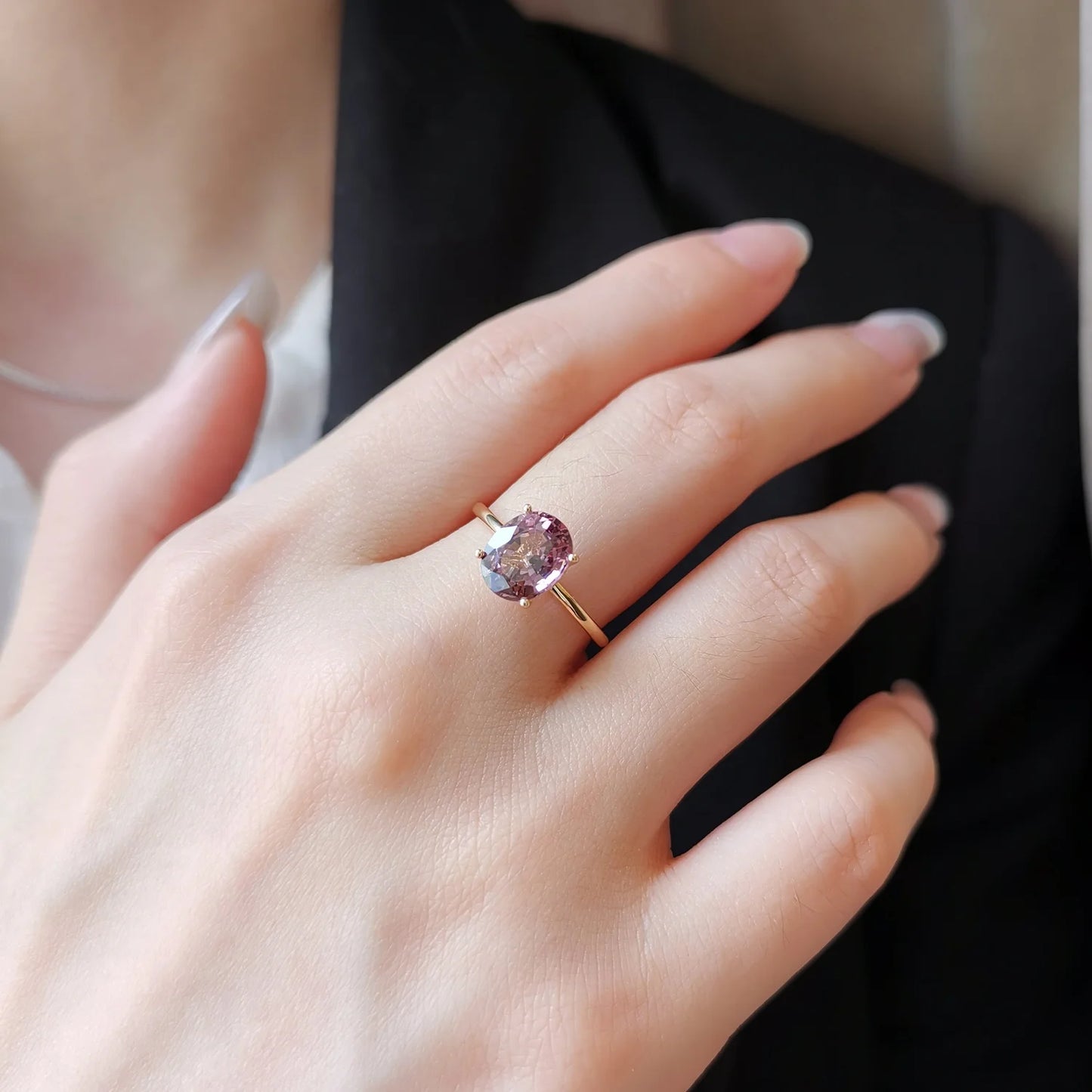 18K Purple Spinel Diamond Fountain Ring