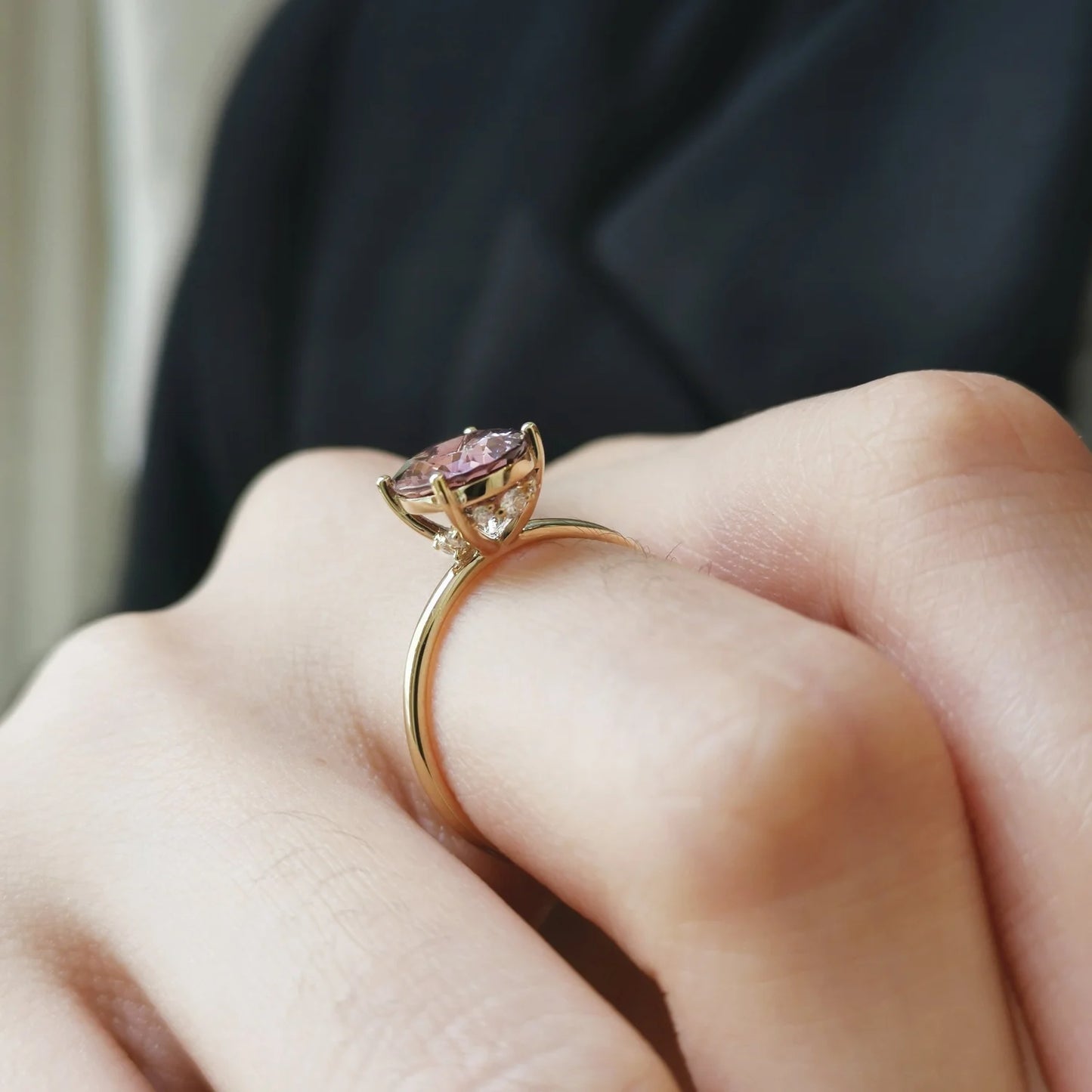 18K Purple Spinel Diamond Fountain Ring