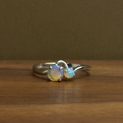 18K Two Sisters White Opal Ring