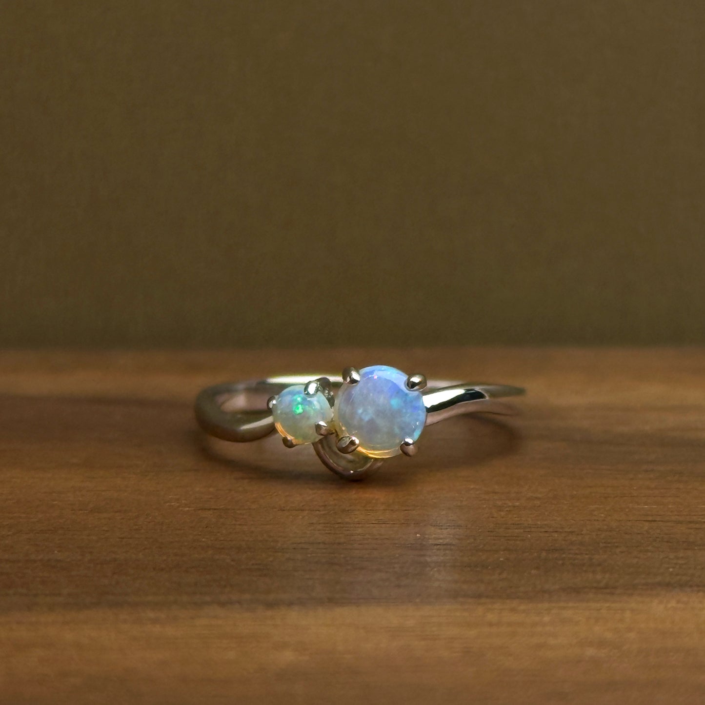 18K Two Sisters White Opal Ring