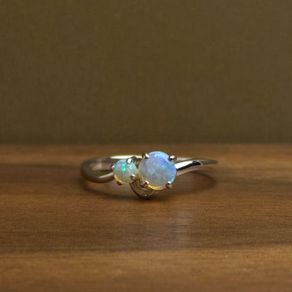 18K Two Sisters White Opal Ring