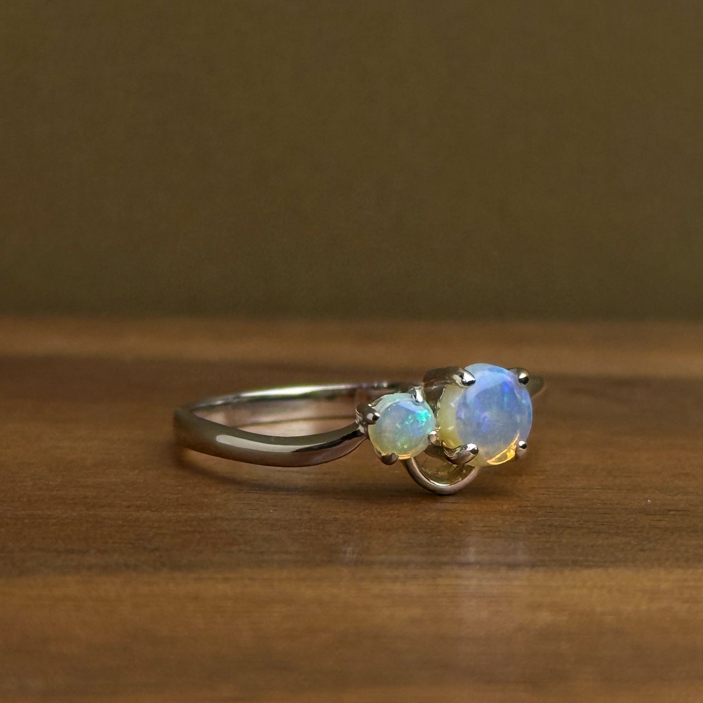 18K Two Sisters White Opal Ring