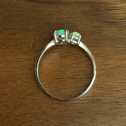 18K Two Sisters White Opal Ring