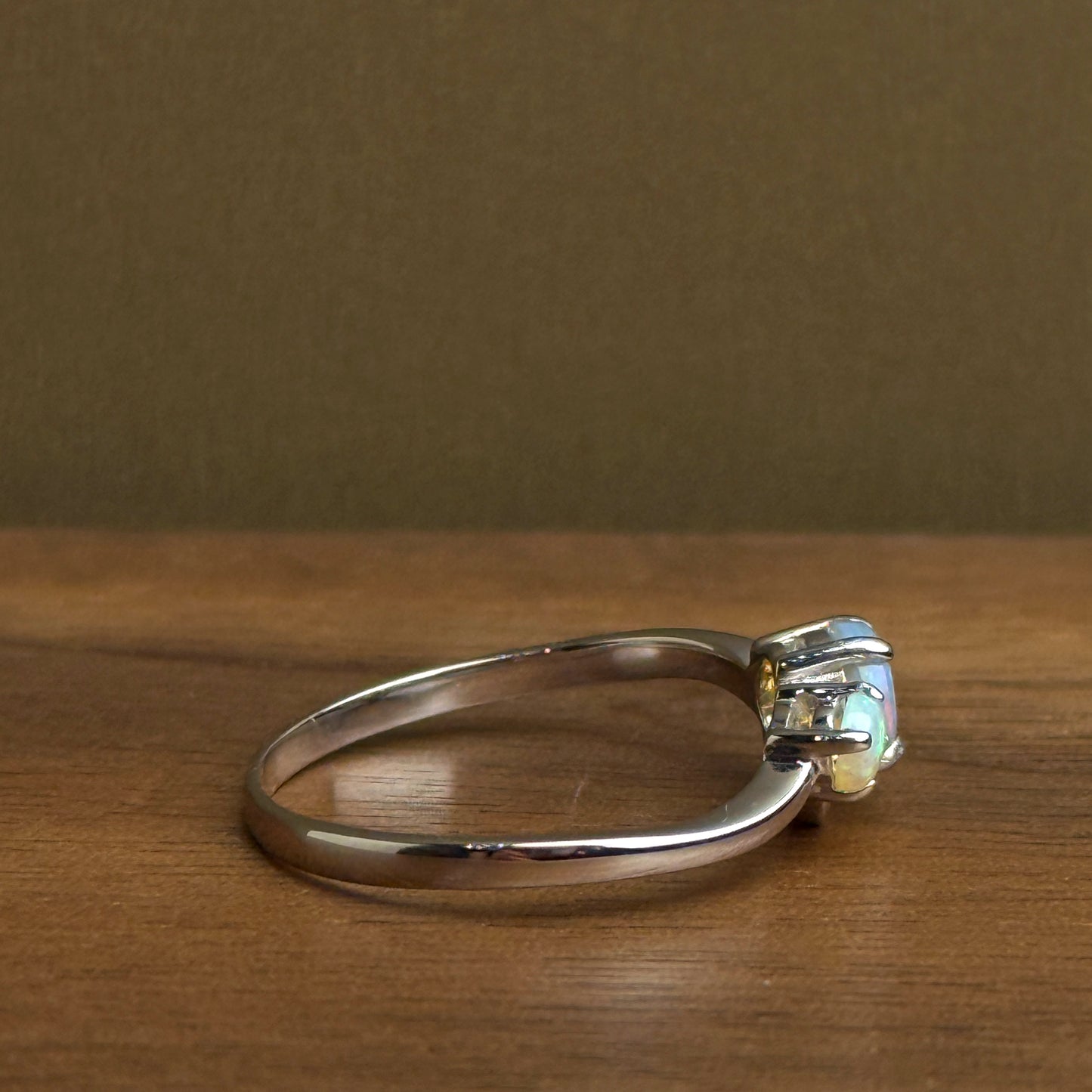 18K Two Sisters White Opal Ring