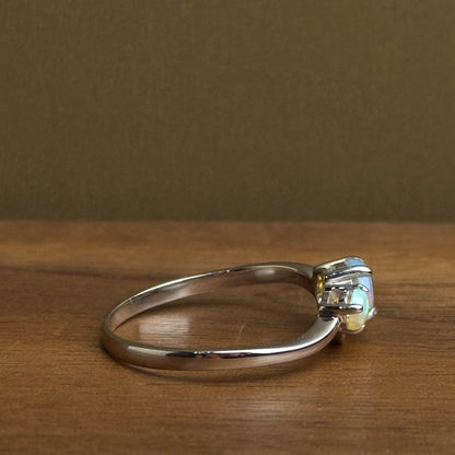 18K Two Sisters White Opal Ring