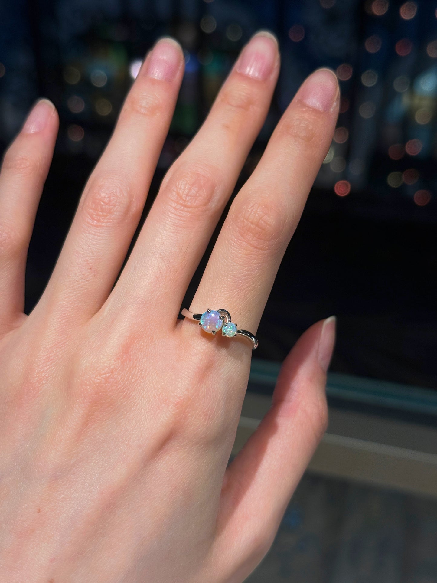 18K Two Sisters White Opal Ring