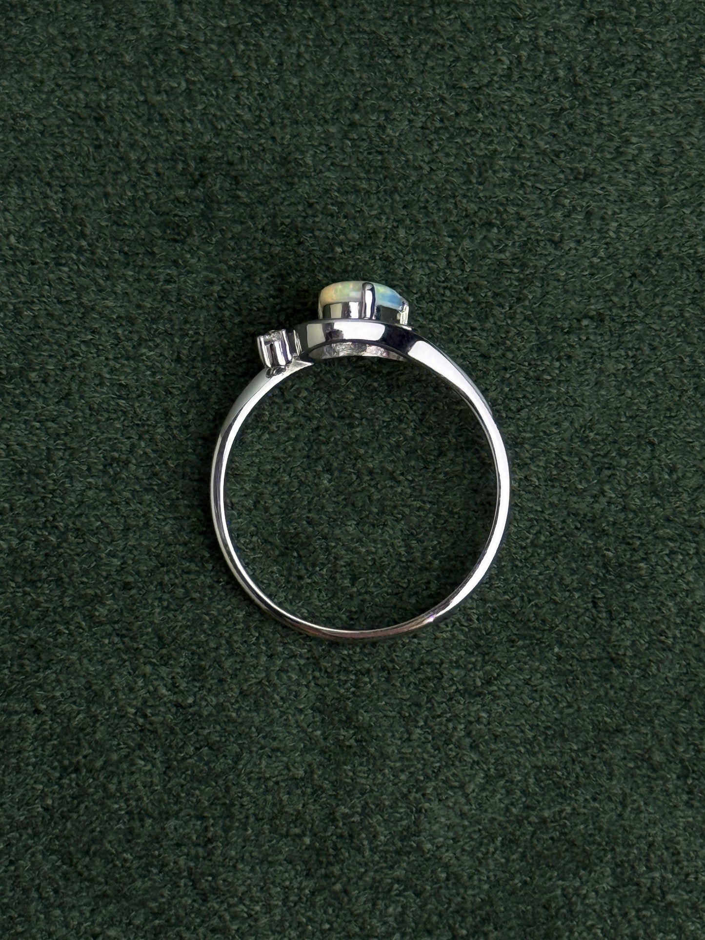 18K Galeria White Opal Ring with Diamond