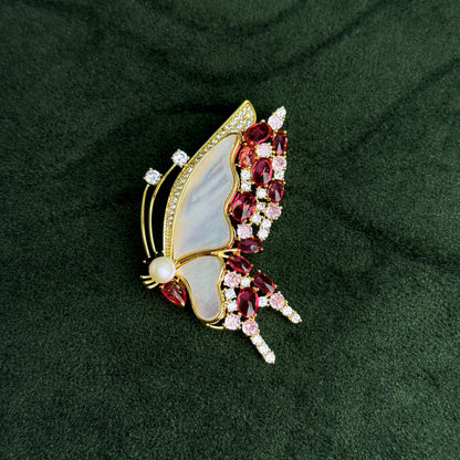 Whitley Crystal Butterly Brooch with Mother of Pearl