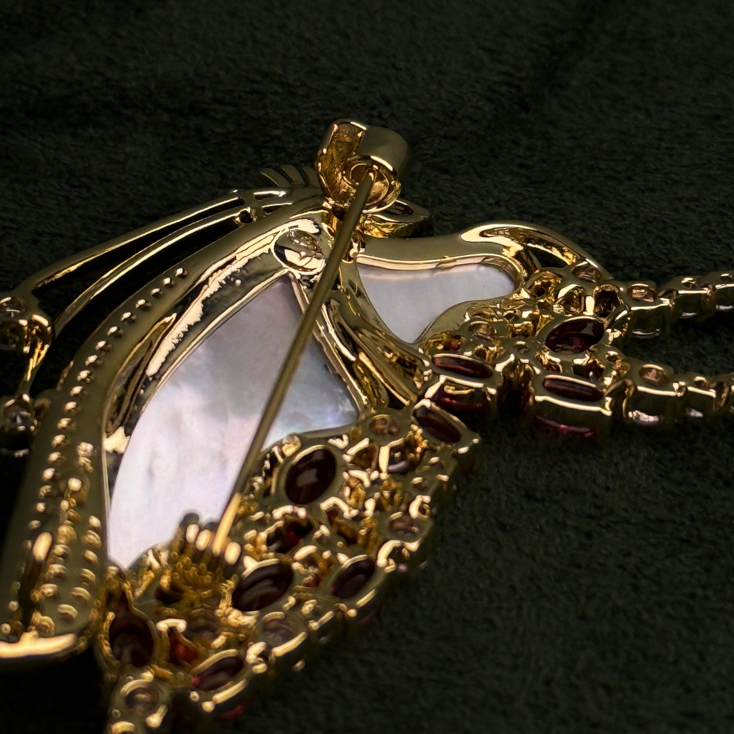 Whitley Crystal Butterly Brooch with Mother of Pearl