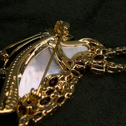 Whitley Crystal Butterly Brooch with Mother of Pearl