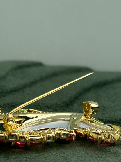 Whitley Crystal Butterly Brooch with Mother of Pearl