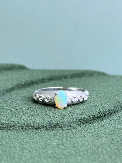 18K Wendy White Opal Ring with Diamonds