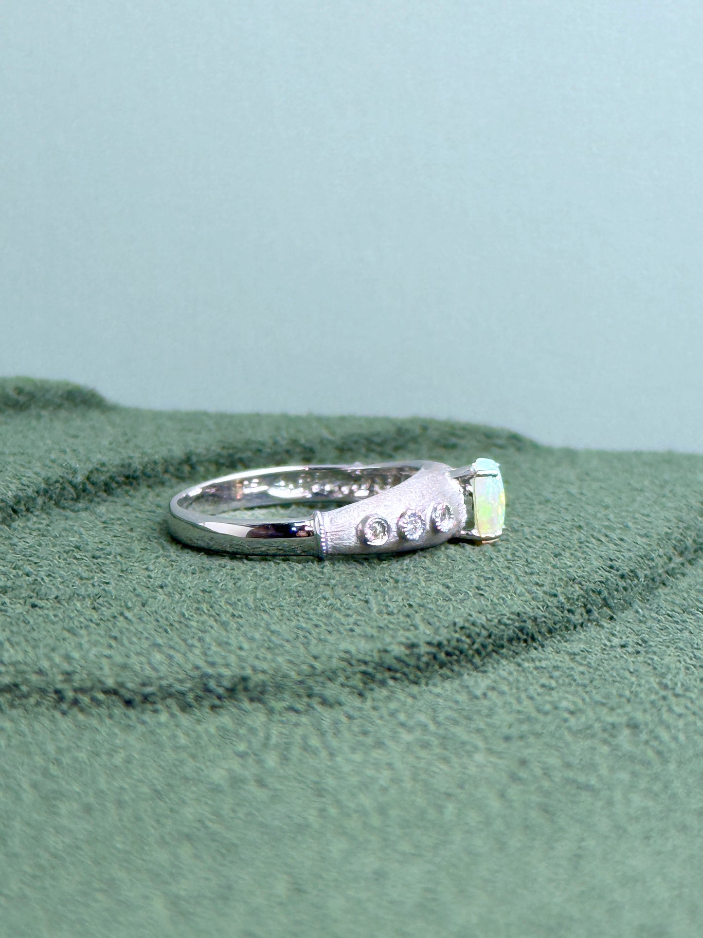 18K Wendy White Opal Ring with Diamonds