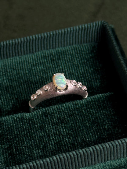 18K Wendy White Opal Ring with Diamonds