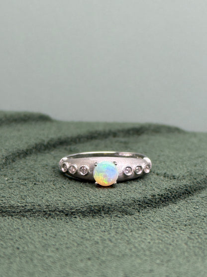 18K Winston White Opal Ring with Diamonds