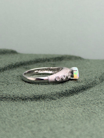 18K Winston White Opal Ring with Diamonds