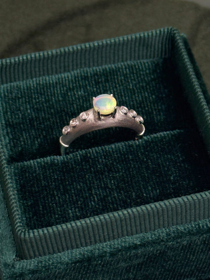 18K Winston White Opal Ring with Diamonds