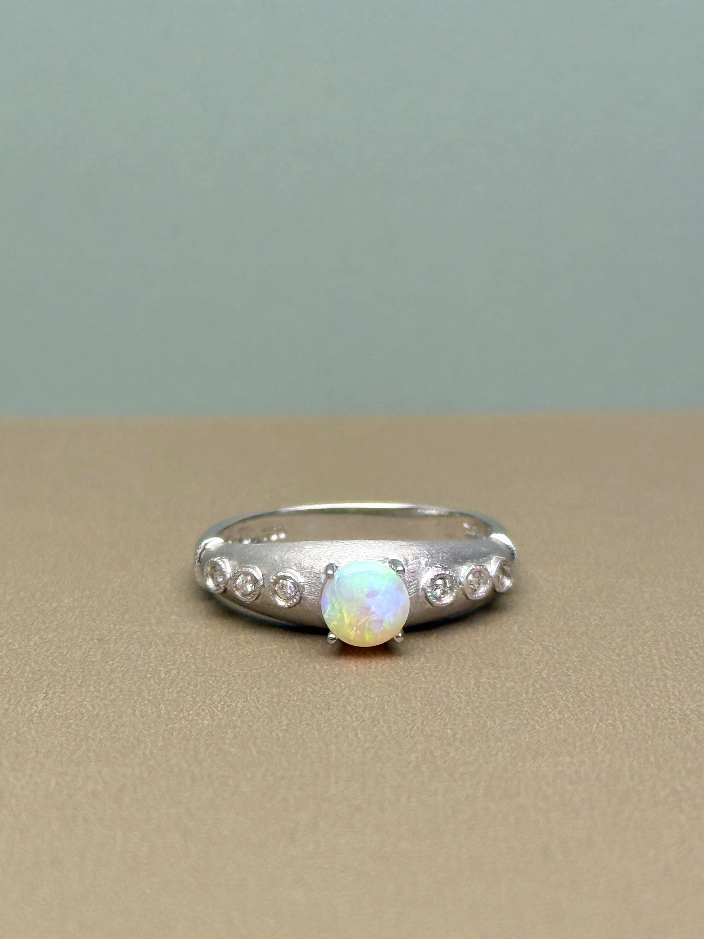 18K Winston White Opal Ring with Diamonds