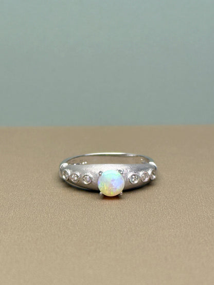 18K Winston White Opal Ring with Diamonds