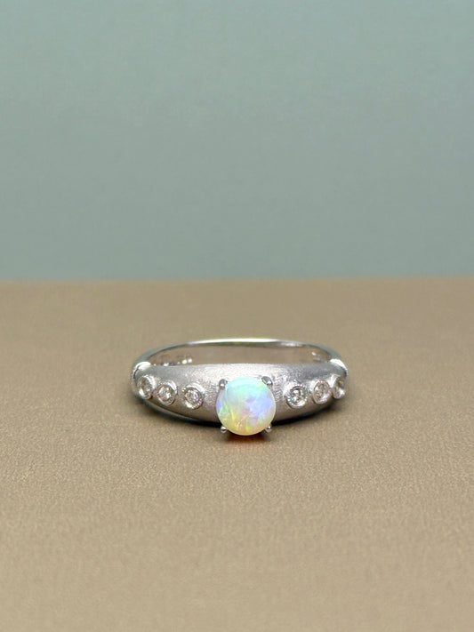 18K Winston White Opal Ring with Diamonds