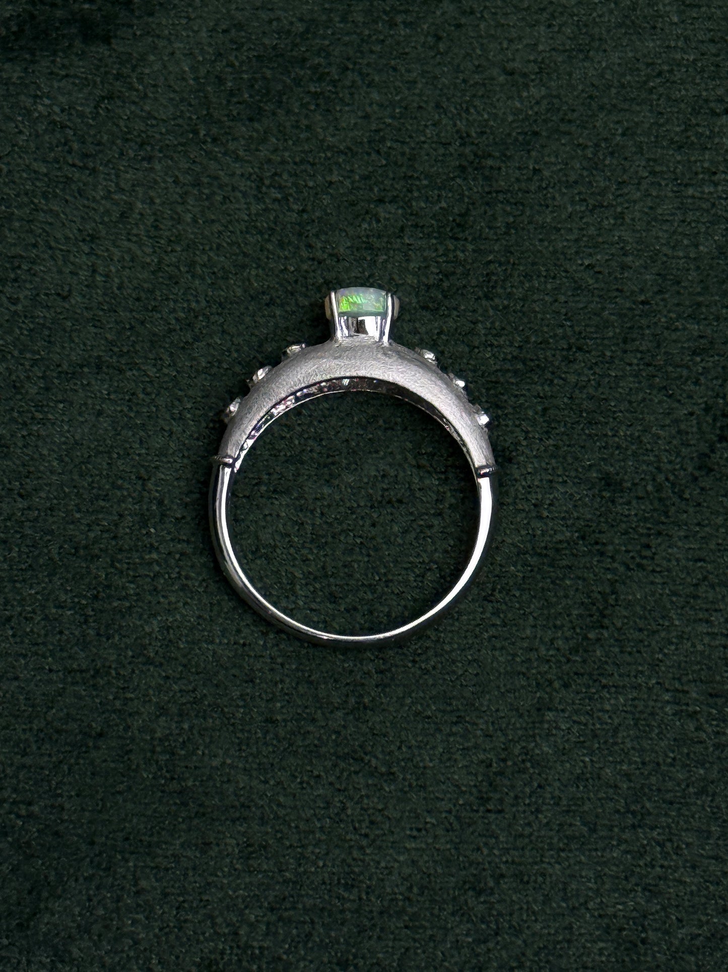 18K Winston White Opal Ring with Diamonds