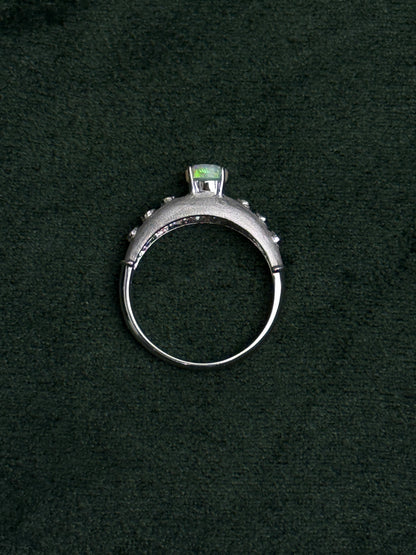 18K Winston White Opal Ring with Diamonds