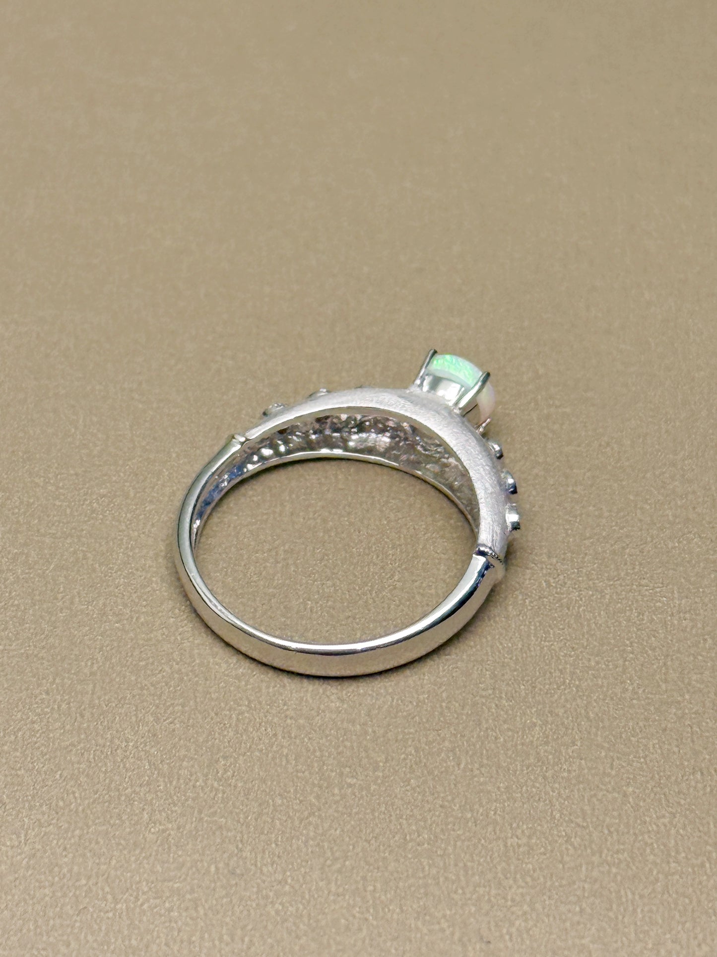 18K Winston White Opal Ring with Diamonds