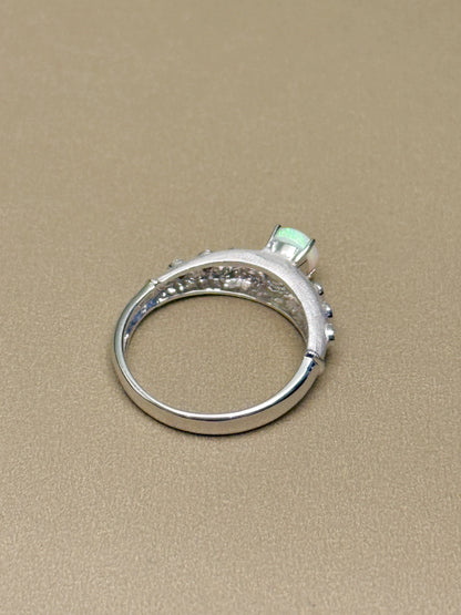 18K Winston White Opal Ring with Diamonds