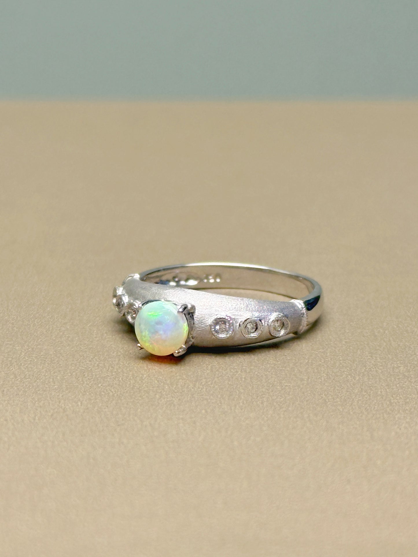 18K Winston White Opal Ring with Diamonds