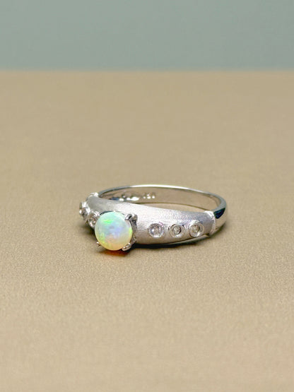 18K Winston White Opal Ring with Diamonds