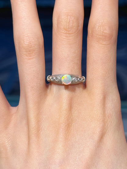 18K Winston White Opal Ring with Diamonds