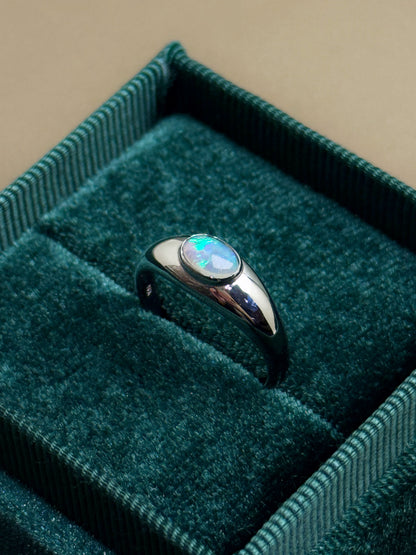 18K Bubble White Opal Ring