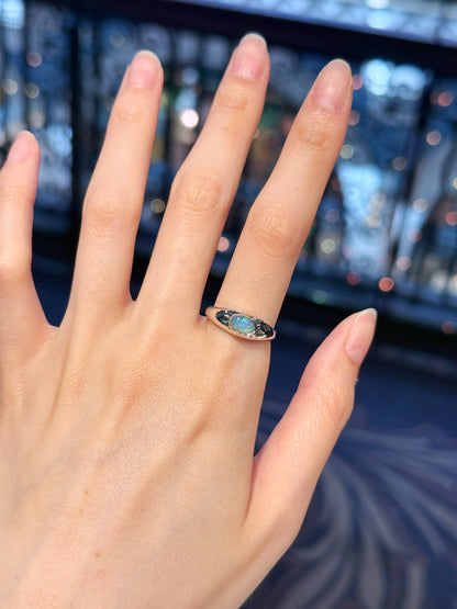 18K Bubble White Opal Ring