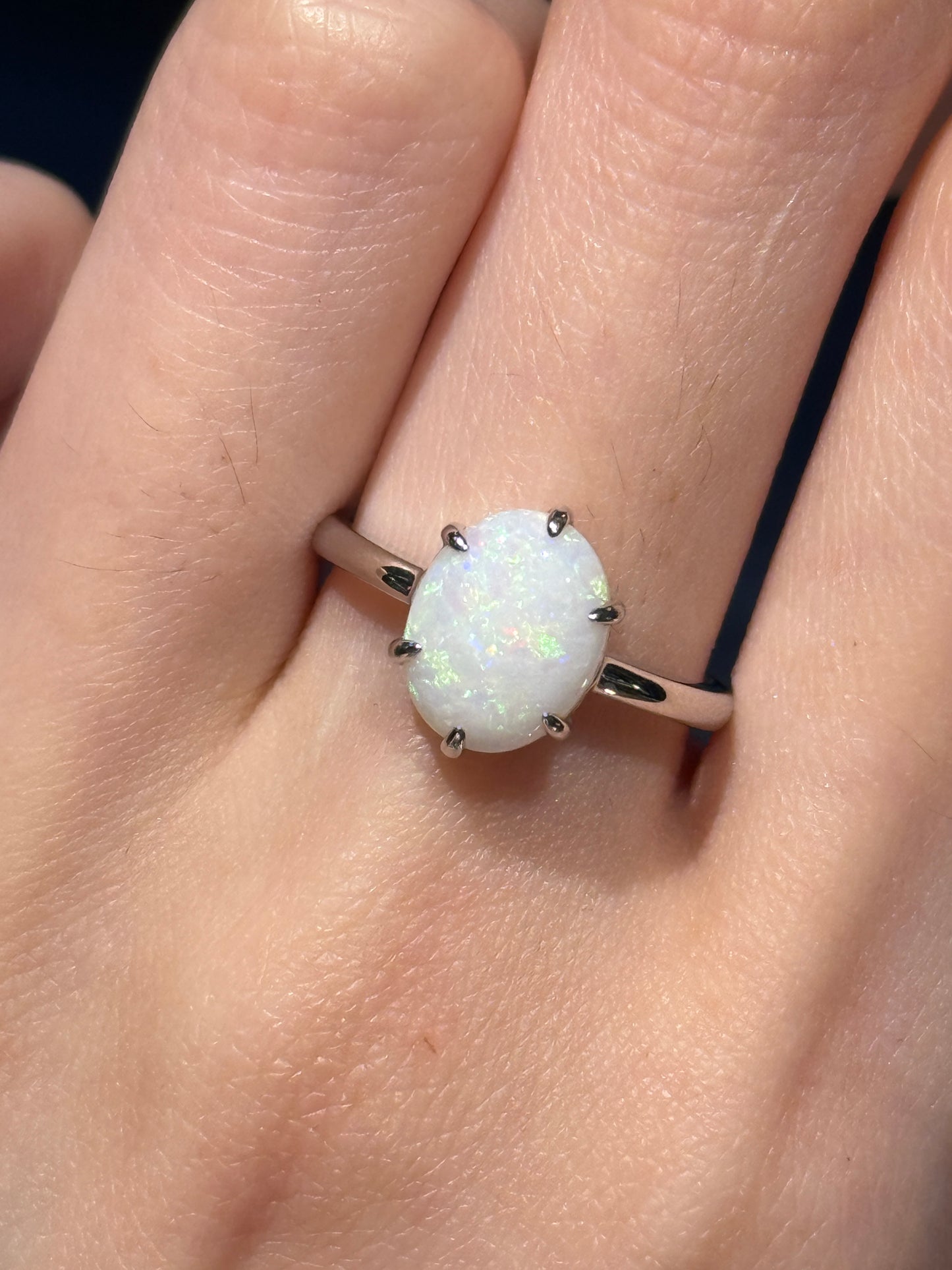 18K Vivian White Opal Ring