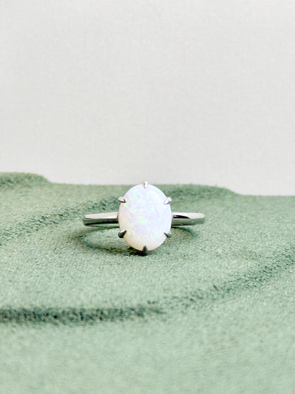 18K Vivian White Opal Ring