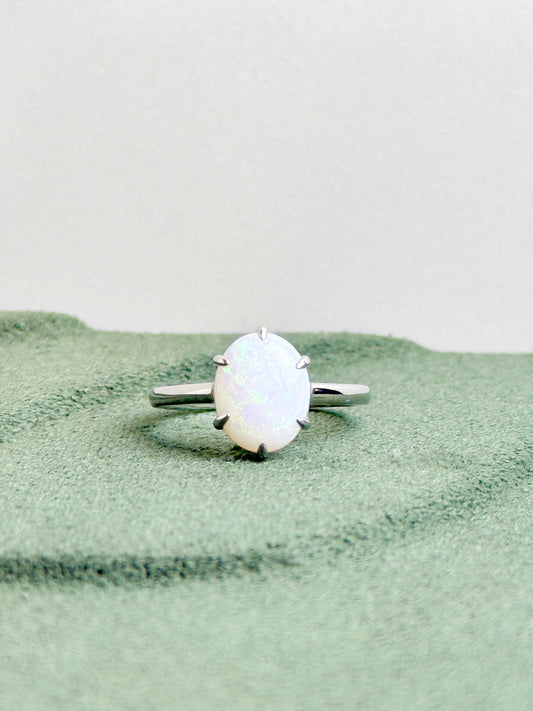18K Vivian White Opal Ring