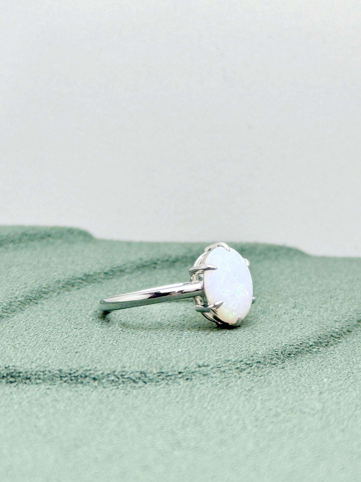 18K Vivian White Opal Ring