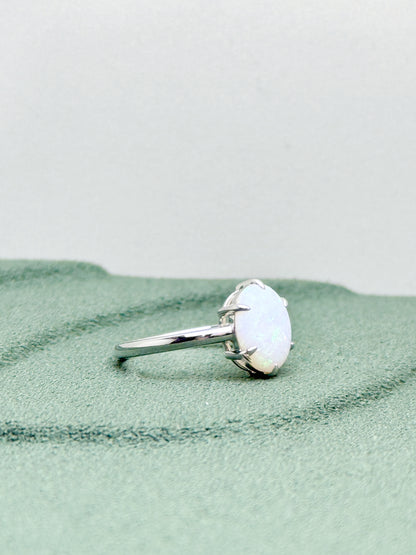 18K Vivian White Opal Ring