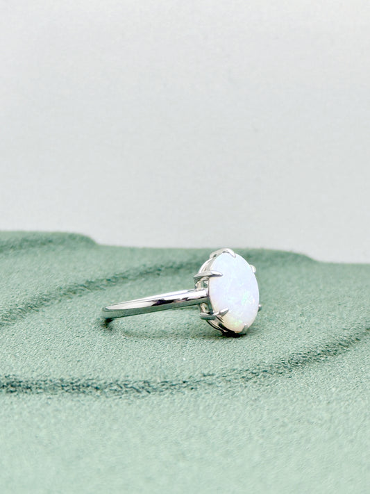 18K Vivian White Opal Ring