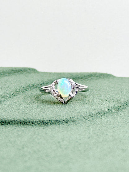 18K Susanne White Opal Ring with Diamonds