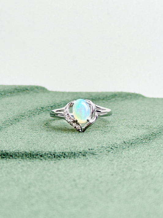 18K Susanne White Opal Ring with Diamonds