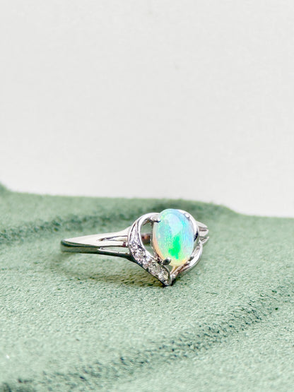 18K Susanne White Opal Ring with Diamonds