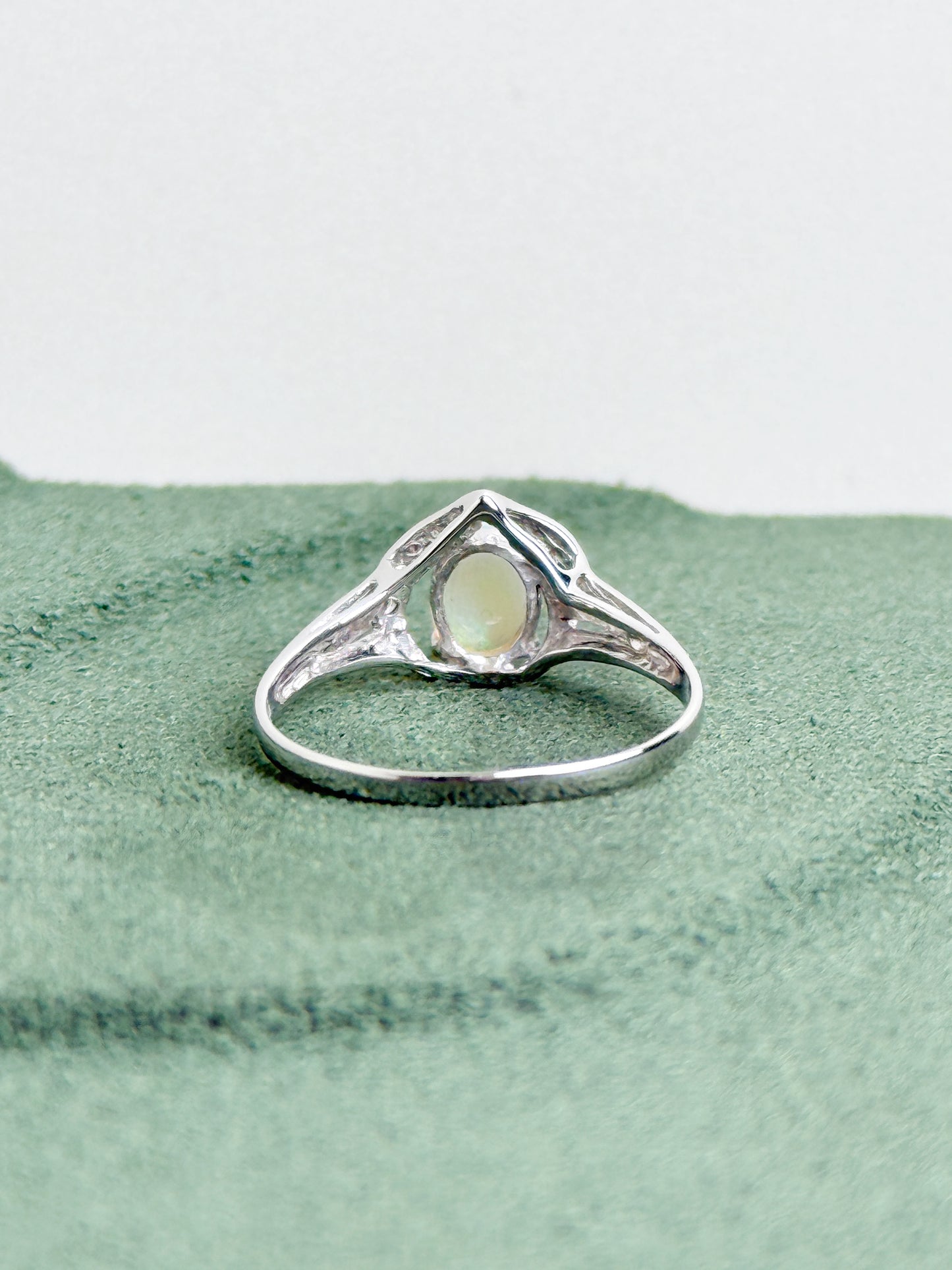 18K Susanne White Opal Ring with Diamonds