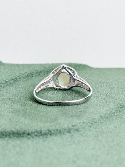 18K Susanne White Opal Ring with Diamonds